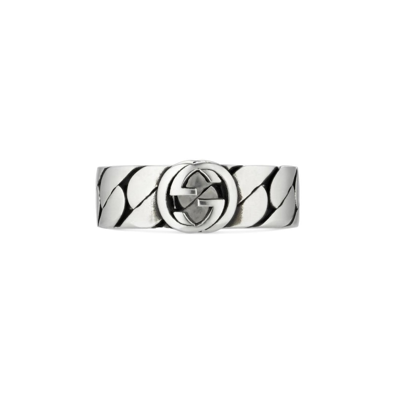 Main Image 2 of Gucci Interlocking Sterling Silver Ring (Size O-P)