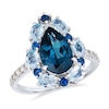 Thumbnail Image 1 of Le Vian Couture Platinum Deep Sea Blue Topaz & Blueberry Sapphire 0.31ct Vanilla Diamonds Pear Halo Ring