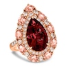 Thumbnail Image 1 of Le Vian 14ct Strawberry Gold Raspberry Rhodolite & Peach Morganite 0.50ct Nude Diamonds Pear Halo Ring