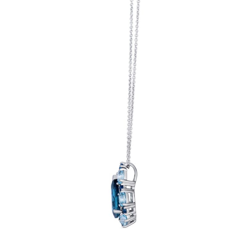 Main Image 2 of Le Vian Couture Platinum Deep Sea Blue Topaz & Blueberry Sapphire 0.22ct Vanilla Diamonds Pear Halo Pendant