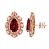 Thumbnail Image 2 of Le Vian 14ct Strawberry Gold Raspberry Rhodolite & Peach Morganite 0.56ct Nude Diamonds Pear Halo Stud Earrings