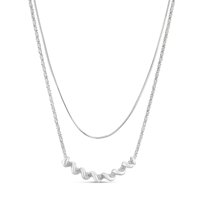 Main Image 1 of Sterling Silver 17+2" Double Strand Layered Necklace