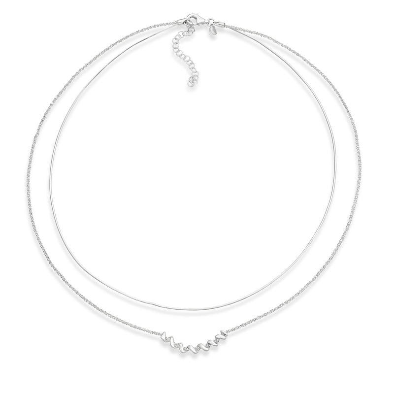 Main Image 2 of Sterling Silver 17+2" Double Strand Layered Necklace