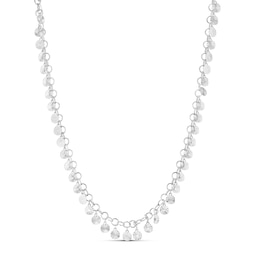Sterling Silver 18" Diamond Cut Disc Necklace