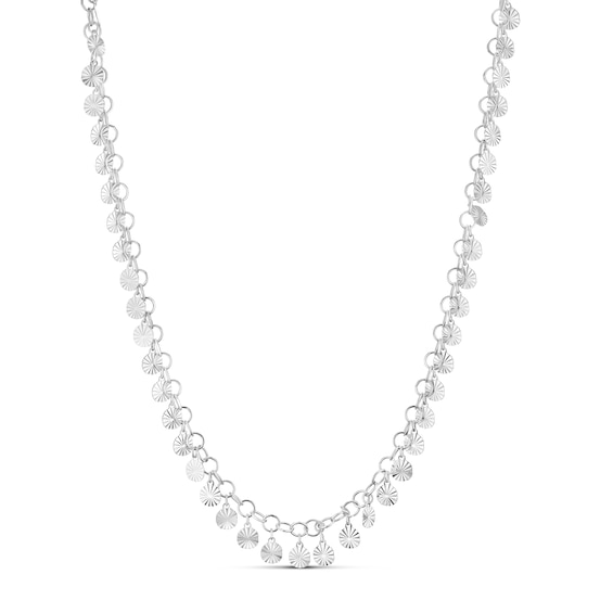 Sterling Silver 18" Diamond Cut Disc Necklace