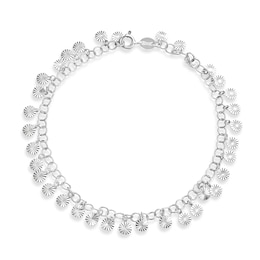 Sterling Silver 7.5" Diamond Cut Disc Bracelet