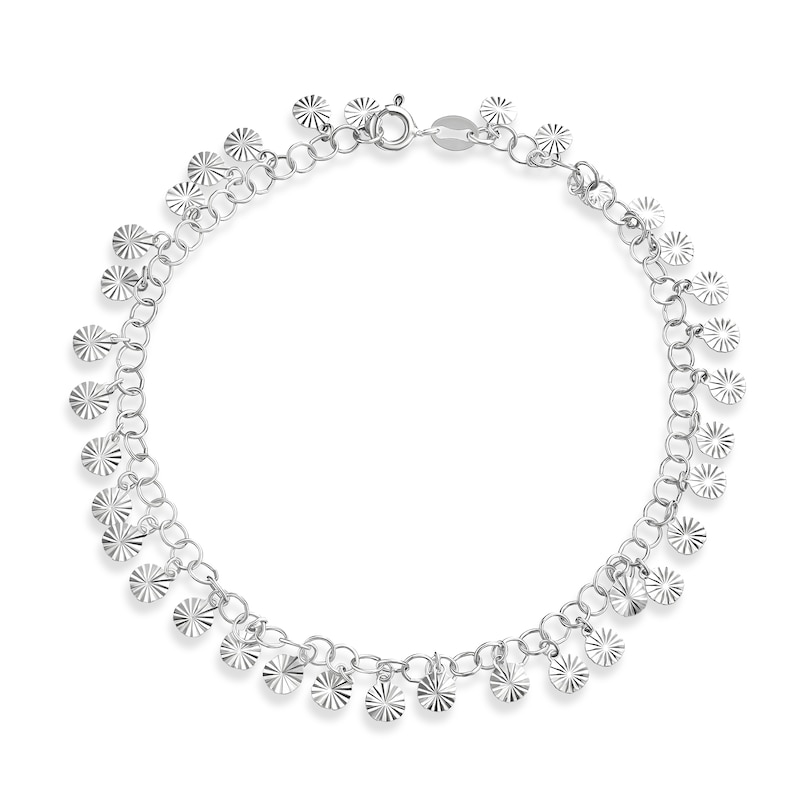 Main Image 1 of Sterling Silver 7.5" Diamond Cut Disc Bracelet