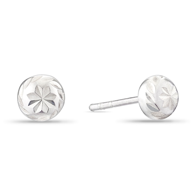 Main Image 1 of Sterling Silver 5mm Diamond Cut Ball Stud Earrings