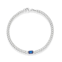 Sterling Silver & Blue Cubic Zirconia Baguette Tennis Bracelet