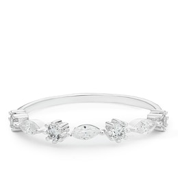 Sterling Silver Cubic Zirconia Round & Marquise Cut Ring