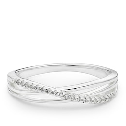 Sterling Silver & Cubic Zirconia Crossover Ring