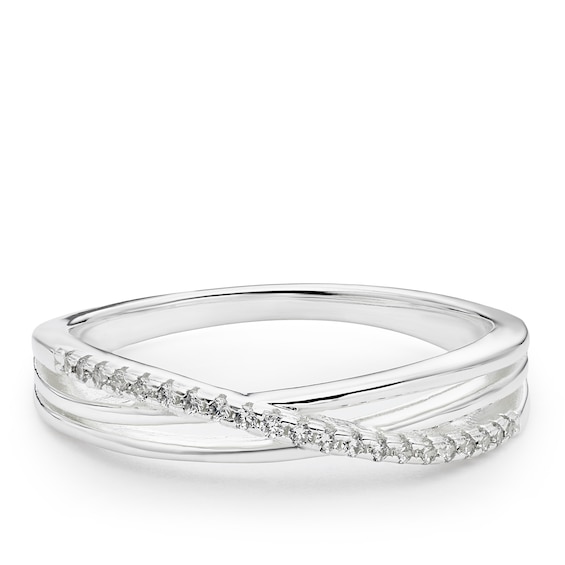 Sterling Silver & Cubic Zirconia Crossover Ring