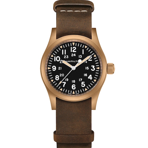 Hamilton Khaki Field Mechanical Bronze Leather Strap Watch