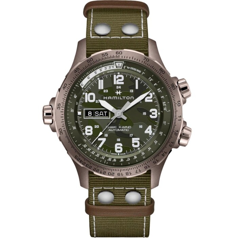 Hamilton Khaki Aviation X-Wind Auro Chrono Green Strap Watch