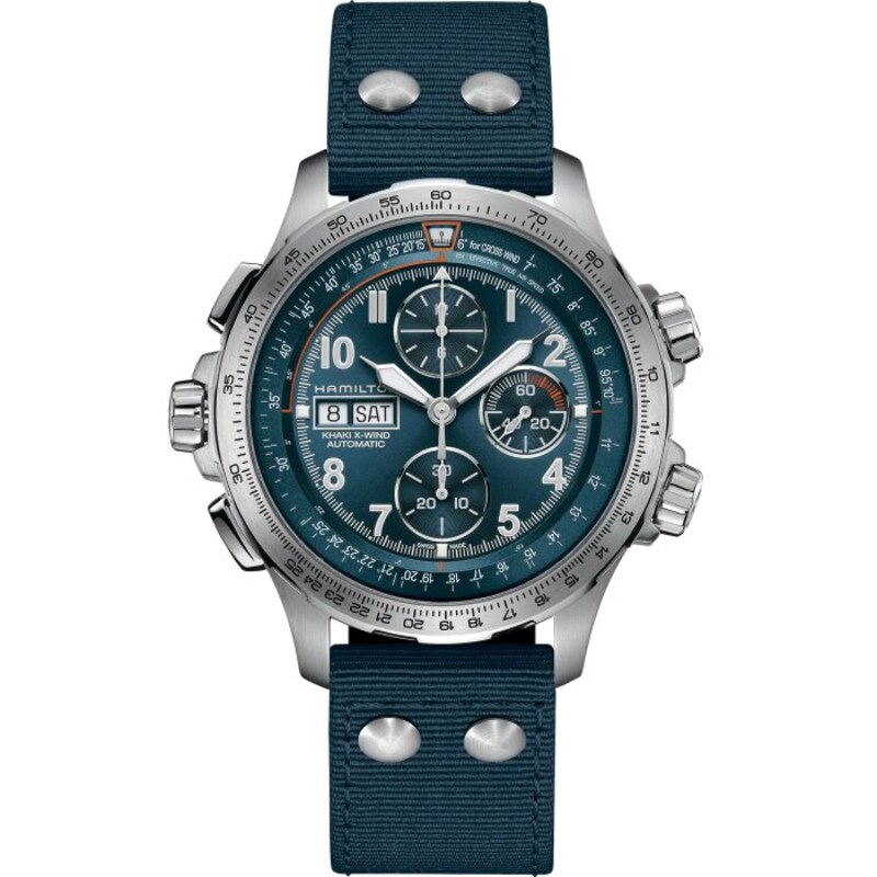 Hamilton Khaki Aviation X-Wind Auro Chrono Blue Strap Watch
