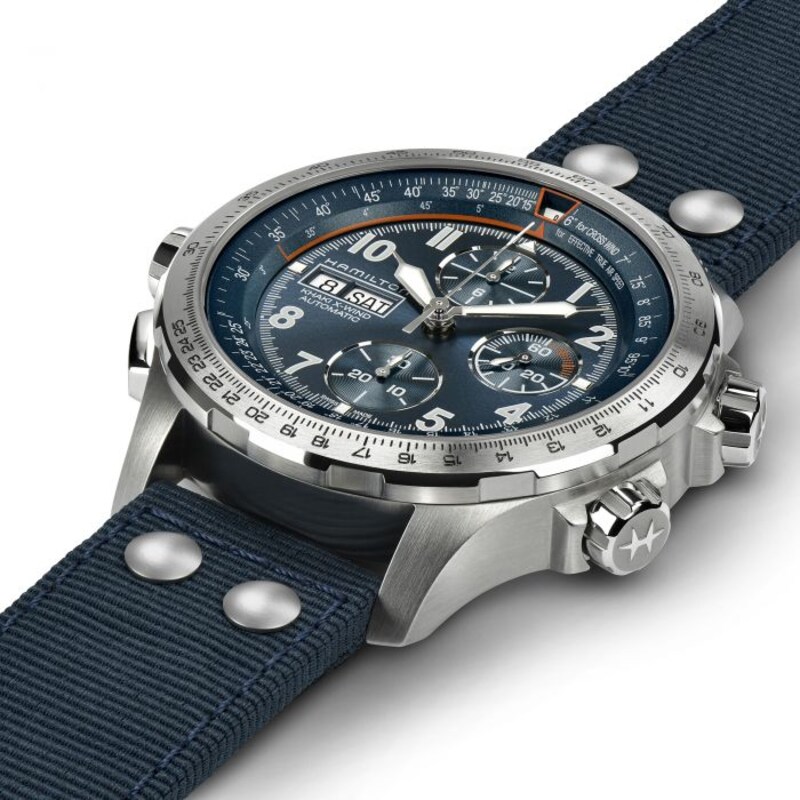 Hamilton Khaki Aviation X-Wind Auro Chrono Blue Strap Watch