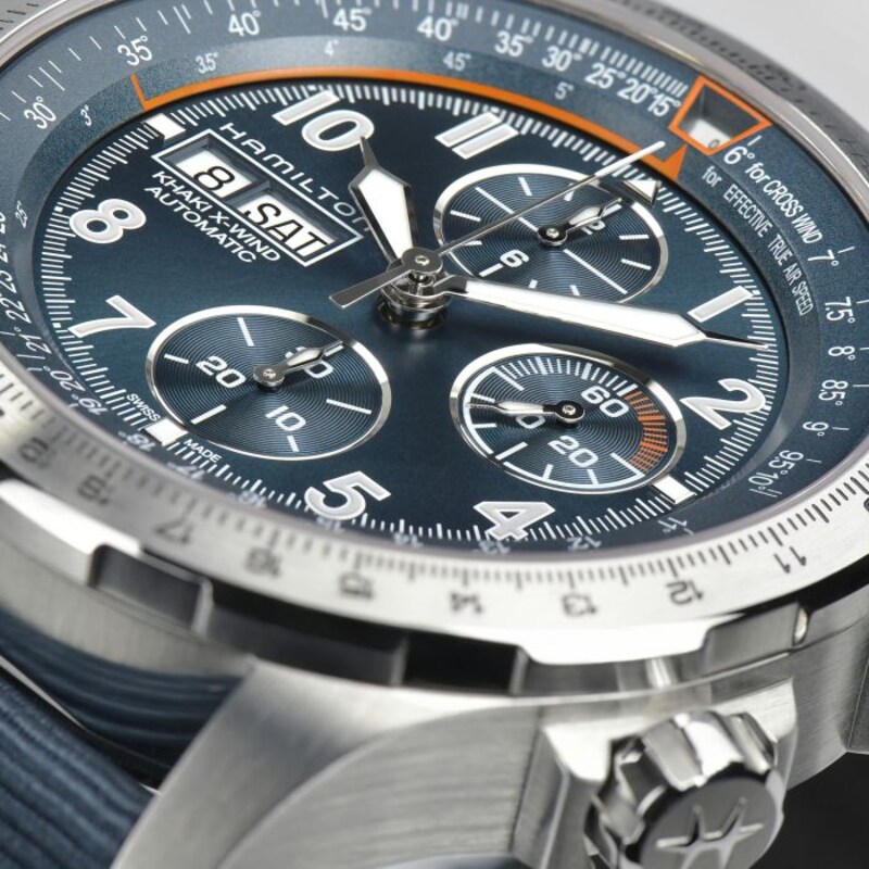 Hamilton Khaki Aviation X-Wind Auro Chrono Blue Strap Watch