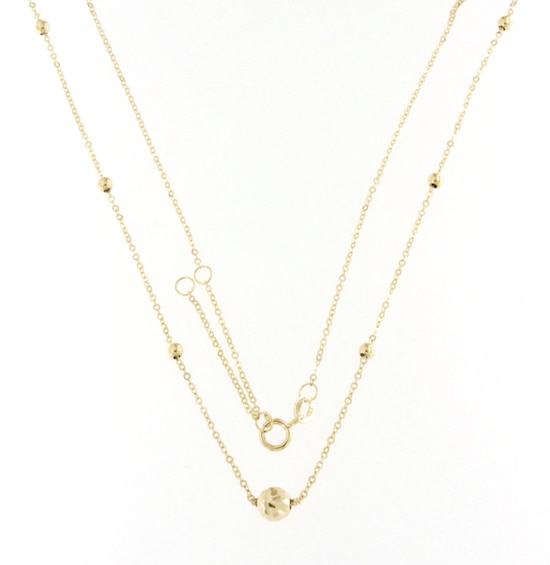 9ct Yellow Gold Diamond Cut Ball Station Necklace