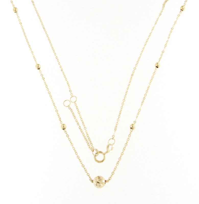 Main Image 1 of 9ct Yellow Gold Diamond Cut Ball Station Necklace