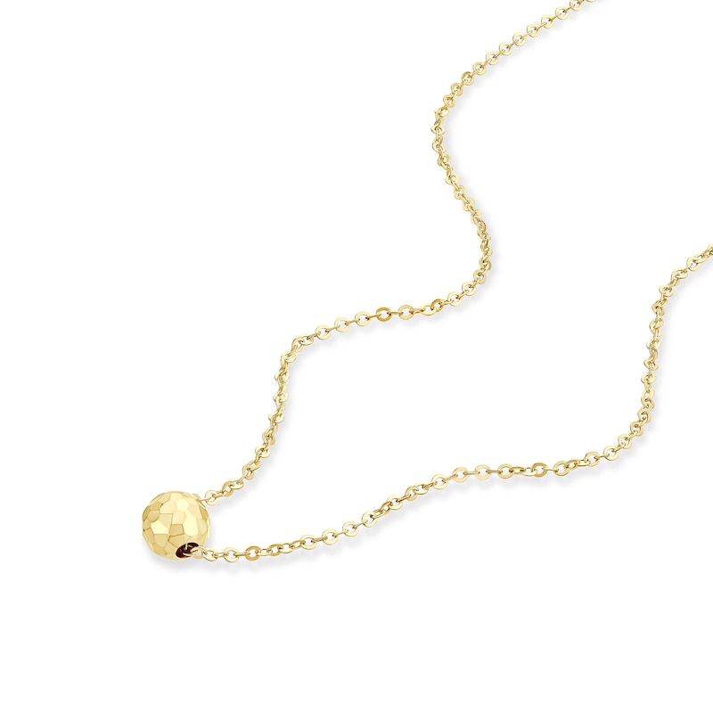 Main Image 2 of 9ct Yellow Gold 18" Diamond Cut Ball Pendant