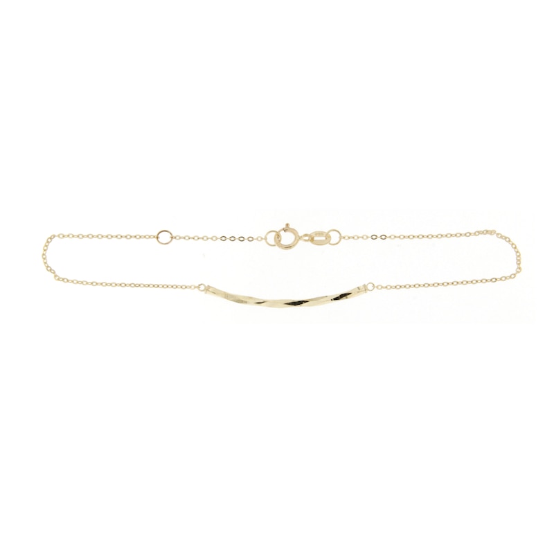 Main Image 1 of 9ct Yellow Gold Diamond Cut Detail Chain Bracelet