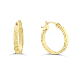 9ct Yellow Gold 12.5mm Diamond Cut Earring