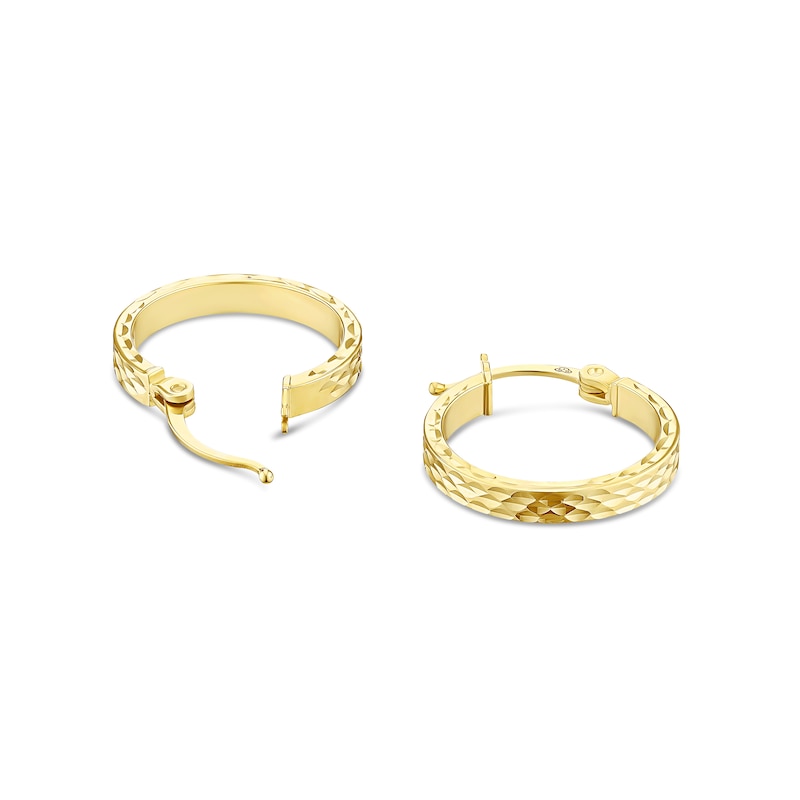 Main Image 2 of 9ct Yellow Gold 12.5mm Diamond Cut Earring