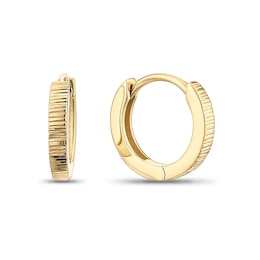 9ct Yellow Gold 8mm Diamond Cut Huggie Earrings