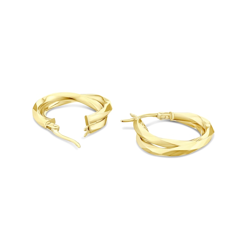 Main Image 2 of 9ct Yellow Gold 20mm Double Twist Creole Hoop Earrings