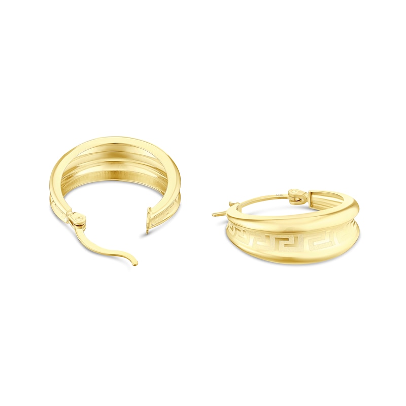 Main Image 2 of 9ct Yellow Gold Greek Key Basket Creole Hoop Earrings