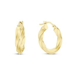 9ct Yellow Gold 13mm Twisted Hoop Earrings