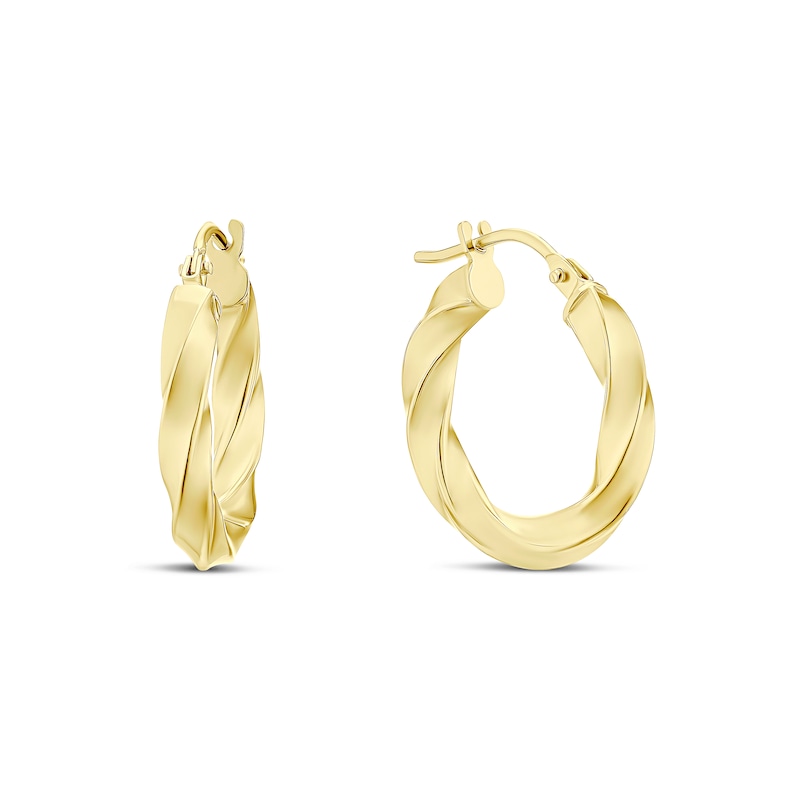 Main Image 1 of 9ct Yellow Gold 19mm Twisted Hoop Earrings