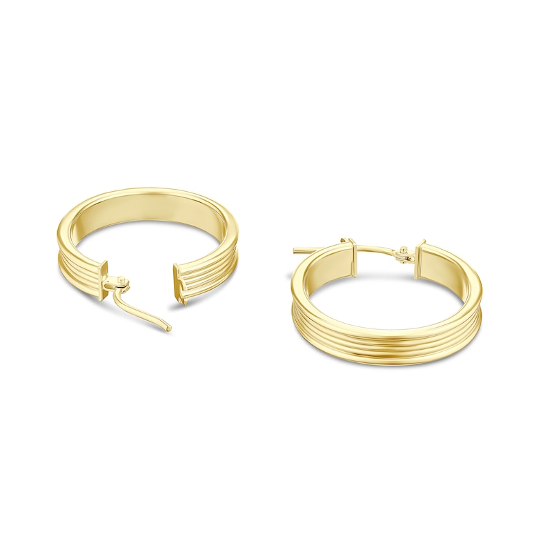 Main Image 2 of 9ct Yellow Gold Patterned Oval Hoop Earrings