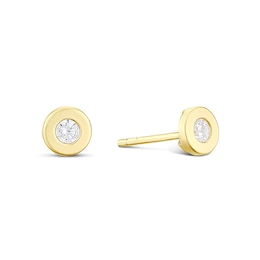 9ct Yellow Gold 4.5mm Cubic Zirconia Thick Bezel Set Stud Earrings