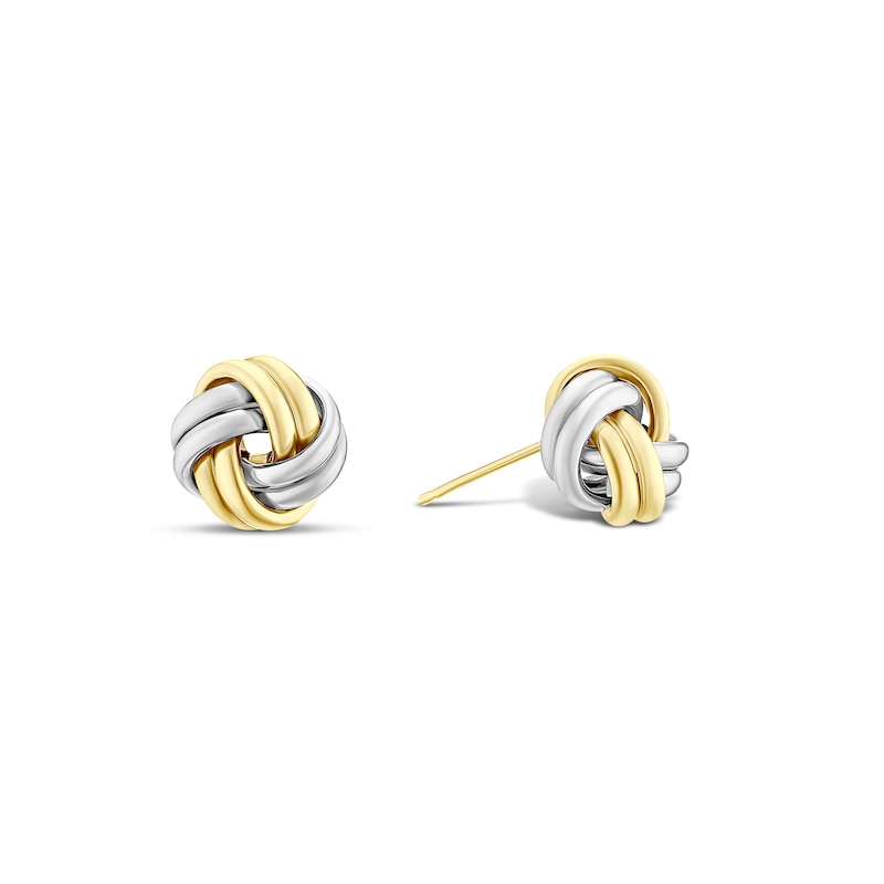 Main Image 1 of 9ct Two Tone Gold 8.5mm Knot Earrings