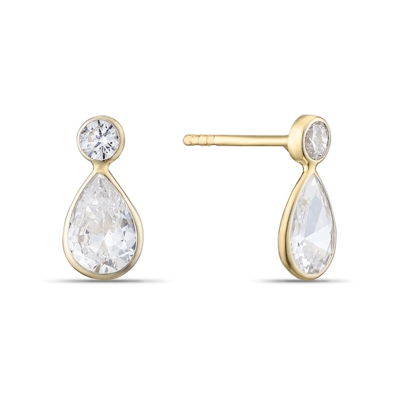 9ct Yellow Gold Cubic Zirconia Teardrop Stud Earrings