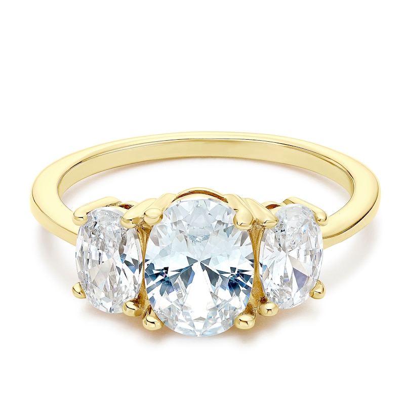 Main Image 1 of 9ct Yellow Gold Cubic Zirconia Trilogy Ring