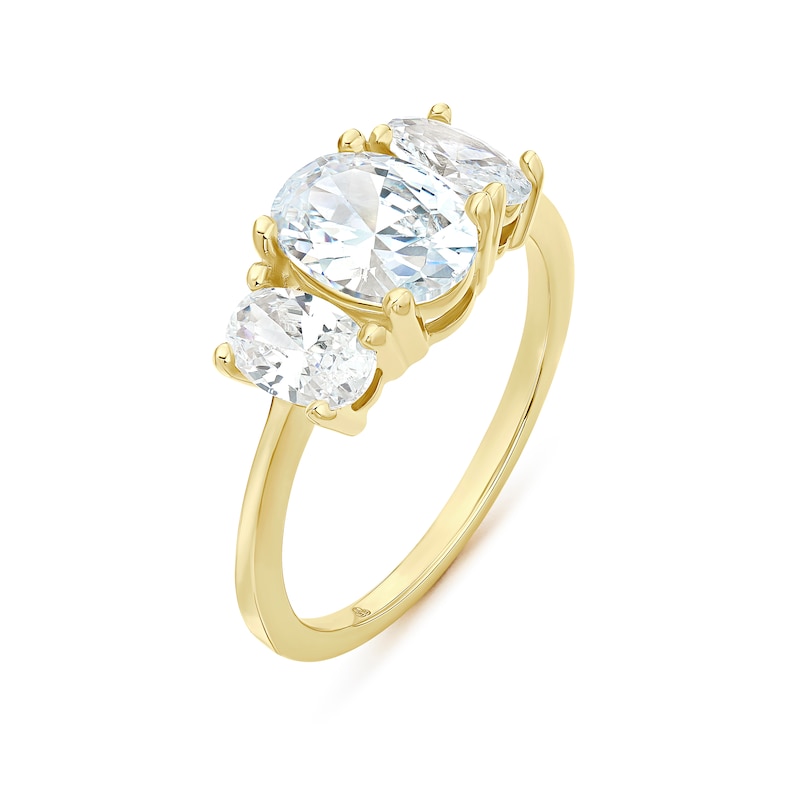 Main Image 2 of 9ct Yellow Gold Cubic Zirconia Trilogy Ring
