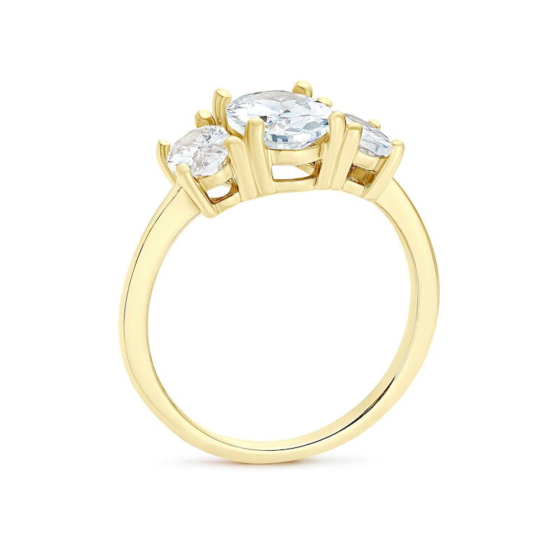 Main Image 3 of 9ct Yellow Gold Cubic Zirconia Trilogy Ring