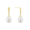 Thumbnail Image 1 of 9ct Yellow Gold Cultured Freshwater Pearl Vintage Style Drop Stud Earrings