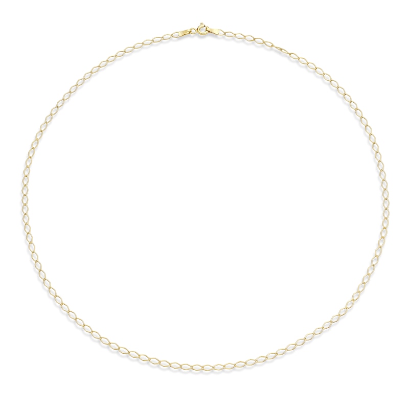Main Image 2 of 9ct Yellow Gold 18" Diamond Shaped Link Curb Chain
