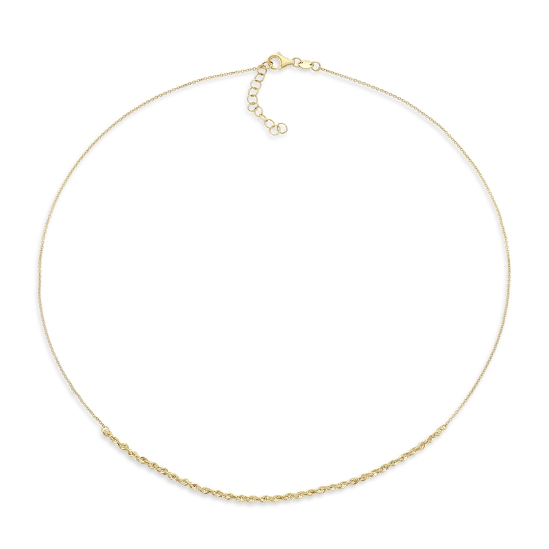 Main Image 2 of 9ct Yellow Gold 18+1" Rope Chain Necklace