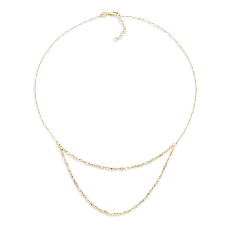 Main Image 2 of 9ct Yellow Gold 16+1" Double Rope & Trace Adjustable Chain
