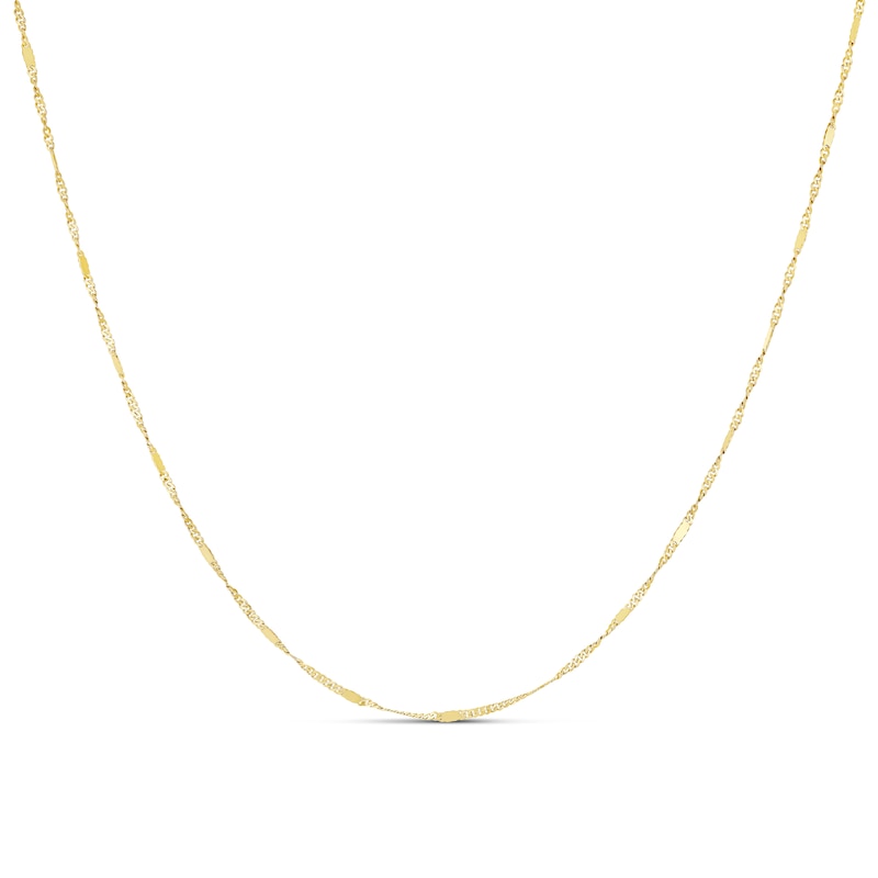 Main Image 1 of 9ct Yellow Gold 18" Diamond Cut Twist & Bar Curb Chain