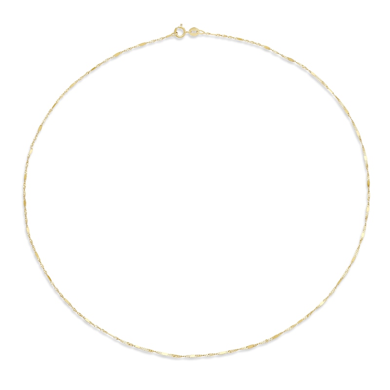 Main Image 2 of 9ct Yellow Gold 18" Diamond Cut Twist & Bar Curb Chain