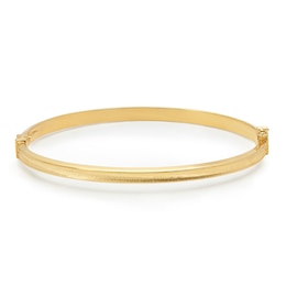 9ct Yellow Gold Satin & Polished Narrow Hinge Bangle