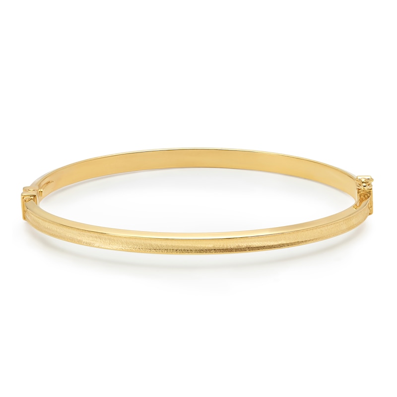 Main Image 1 of 9ct Yellow Gold Satin & Polished Narrow Hinge Bangle