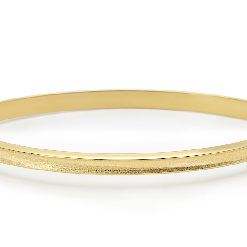 Main Image 2 of 9ct Yellow Gold Satin & Polished Narrow Hinge Bangle