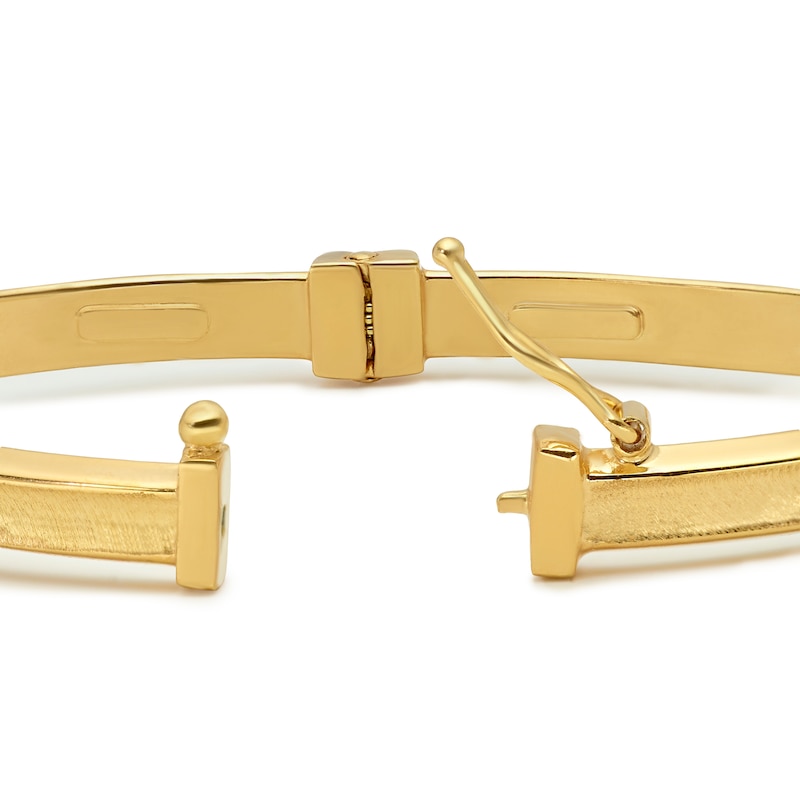 Main Image 3 of 9ct Yellow Gold Satin & Polished Narrow Hinge Bangle