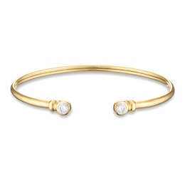 9ct Yellow Gold & Cubic Zirconia Bezel Set Bangle